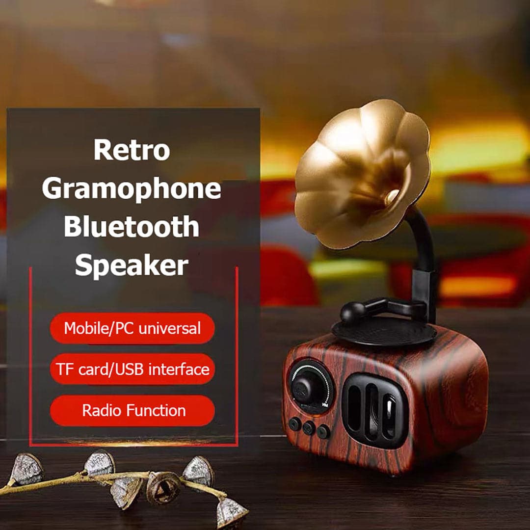 Retro Gramophone Bluetooth Speaker feajoy