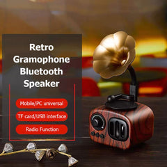 Retro Gramophone Bluetooth Speaker feajoy