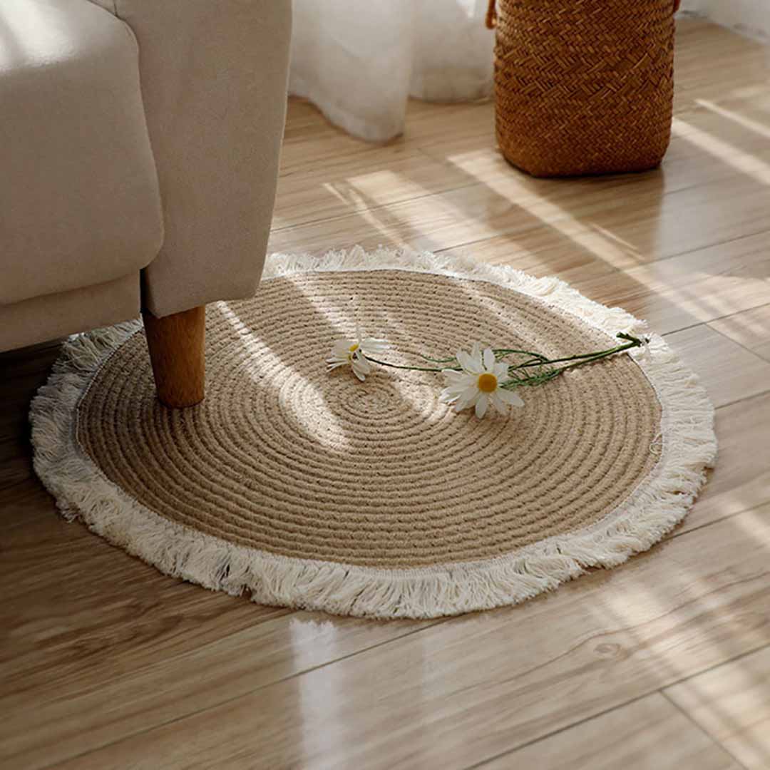 Natural Jute Rug With Tassel feajoy