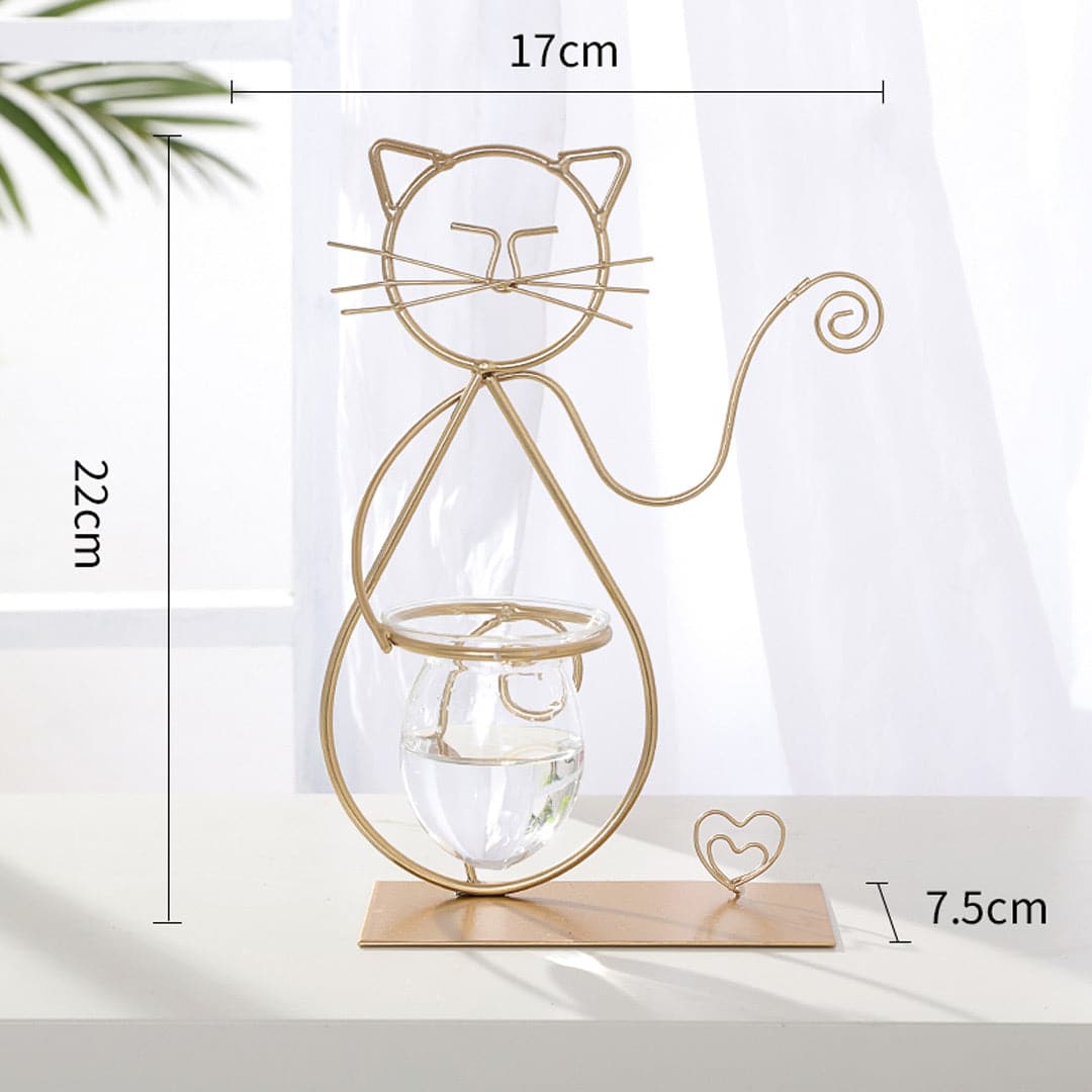 Cat Iron Art Deco Hydroponic Vase dylinoshop