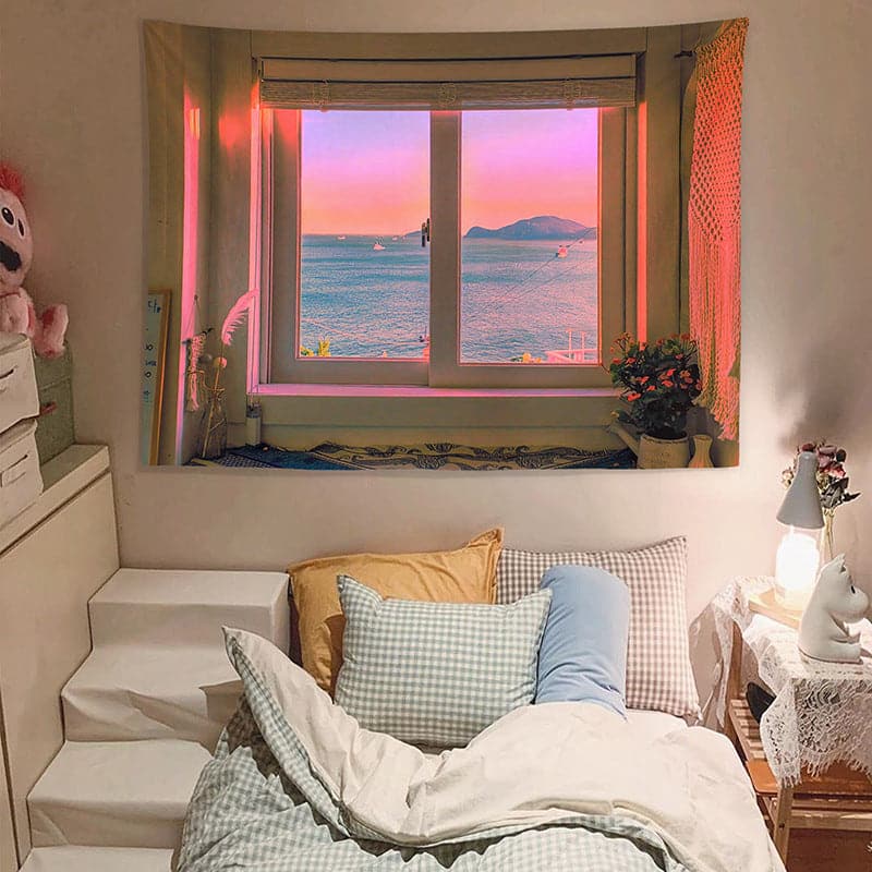 Sea View Bedroom Tapestry feajoy