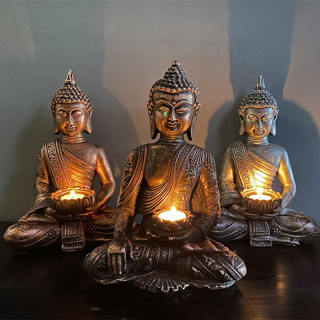 Handmade Buddha Statue with Candle Holder feajoy