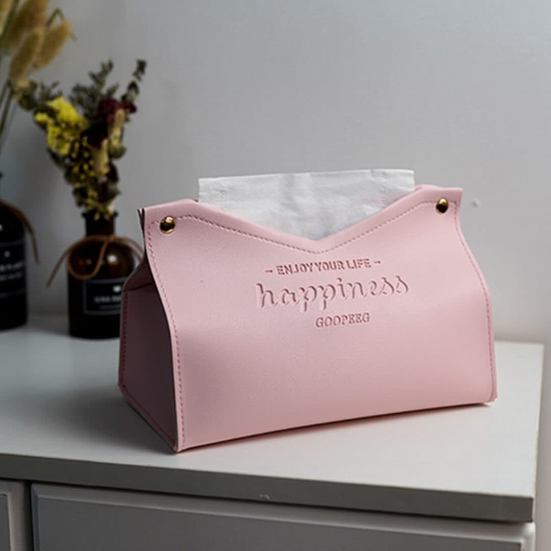 Happiness Leather Bag Tissue Box Feajoy