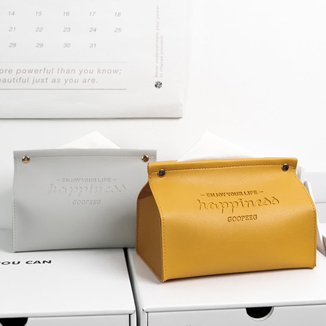 Happiness Leather Bag Tissue Box Feajoy