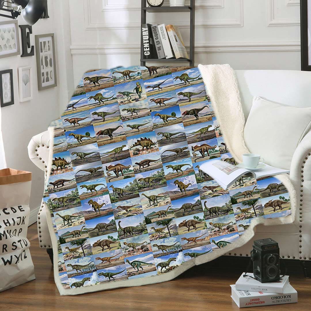 Dinosaur Soft Fleece Throw Blanket feajoy