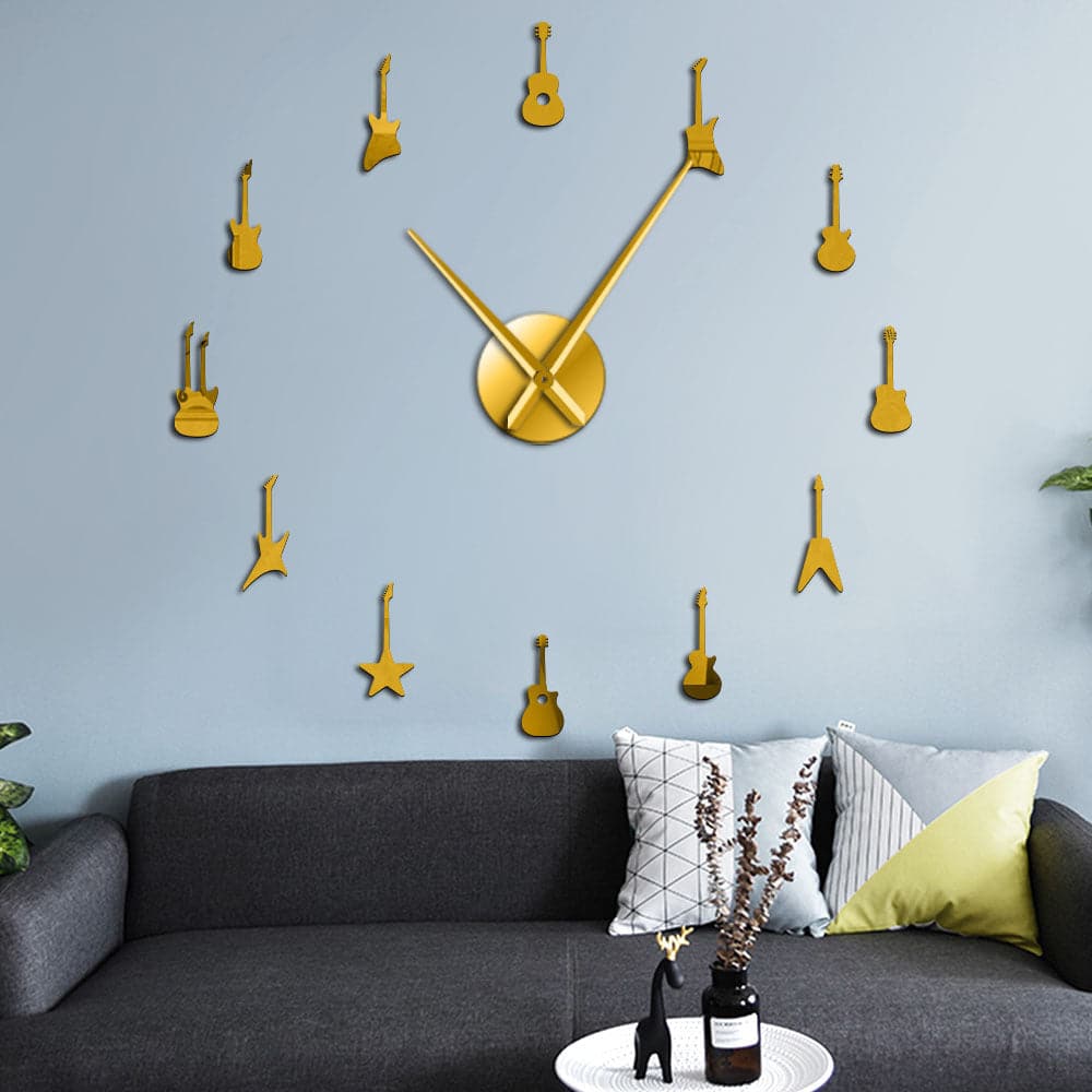 Rock n Roll Frameless DIY Guitar Wall Clock feajoy