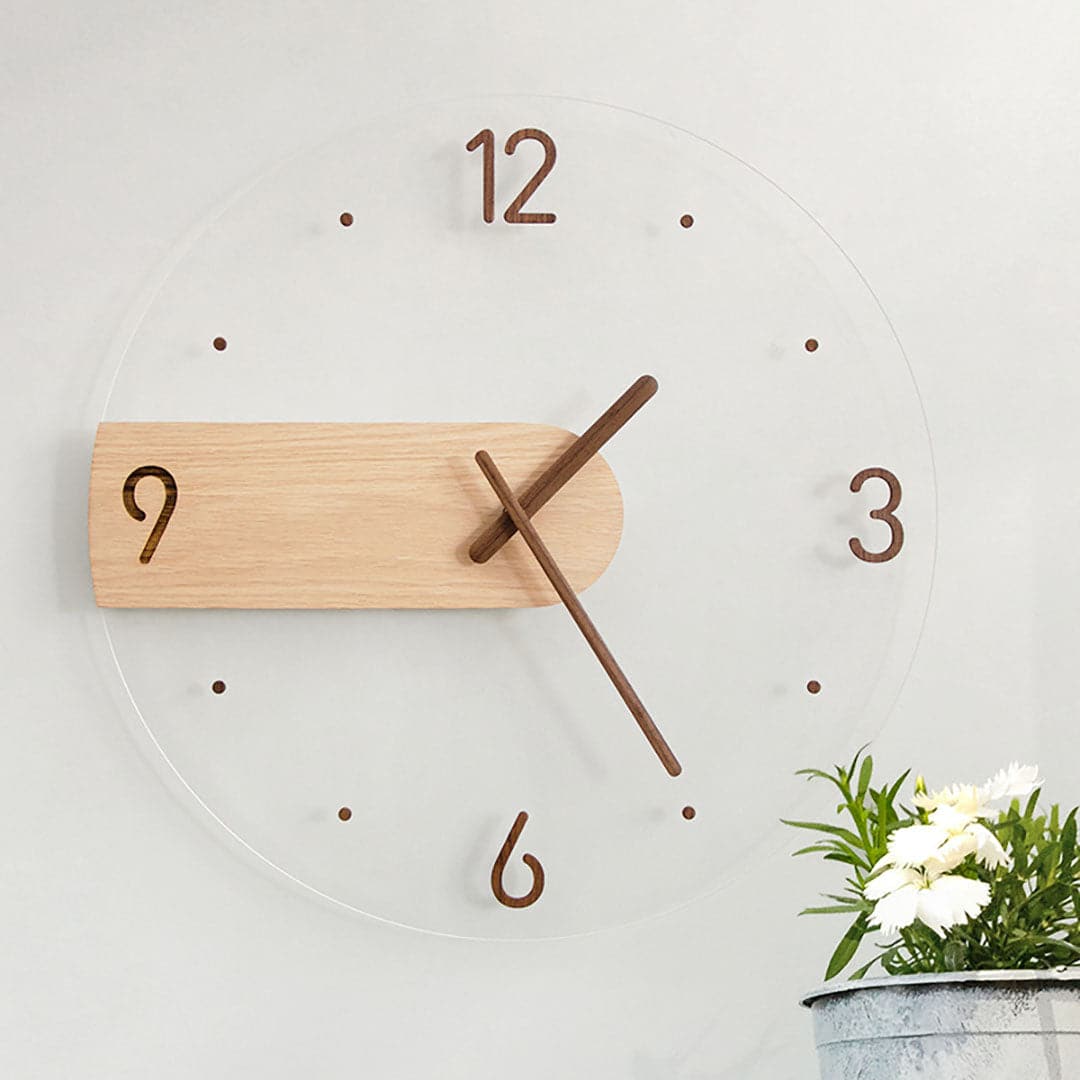 Solid Wood Acrylic Wall Clock feajoy