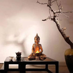 Handmade Buddha Statue with Candle Holder feajoy