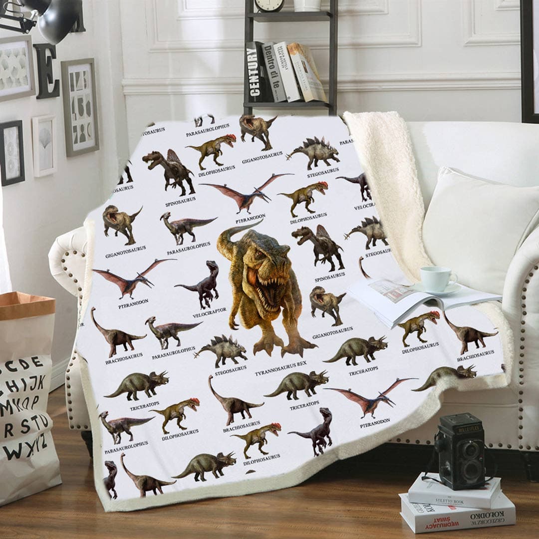 Dinosaur Soft Fleece Throw Blanket feajoy