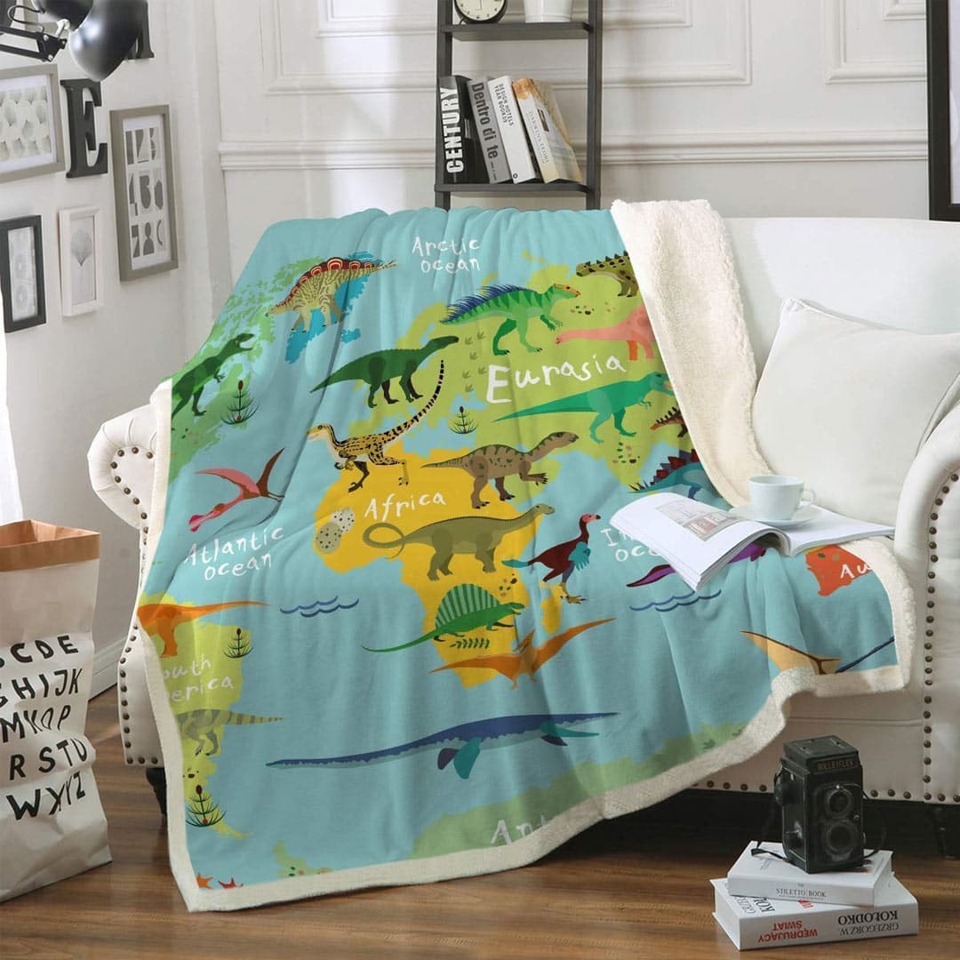 Dinosaur Soft Fleece Throw Blanket feajoy