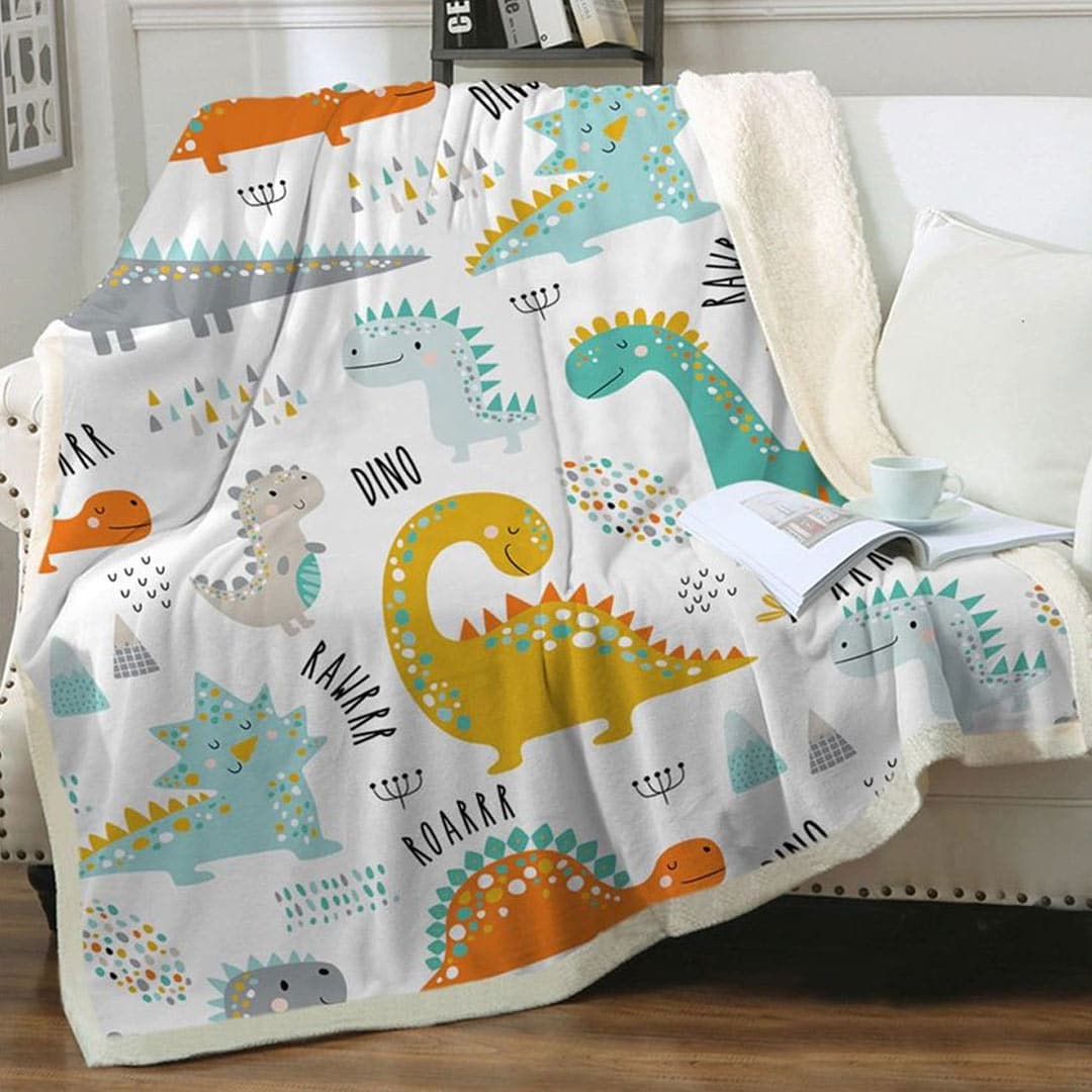 Dinosaur Soft Fleece Throw Blanket feajoy