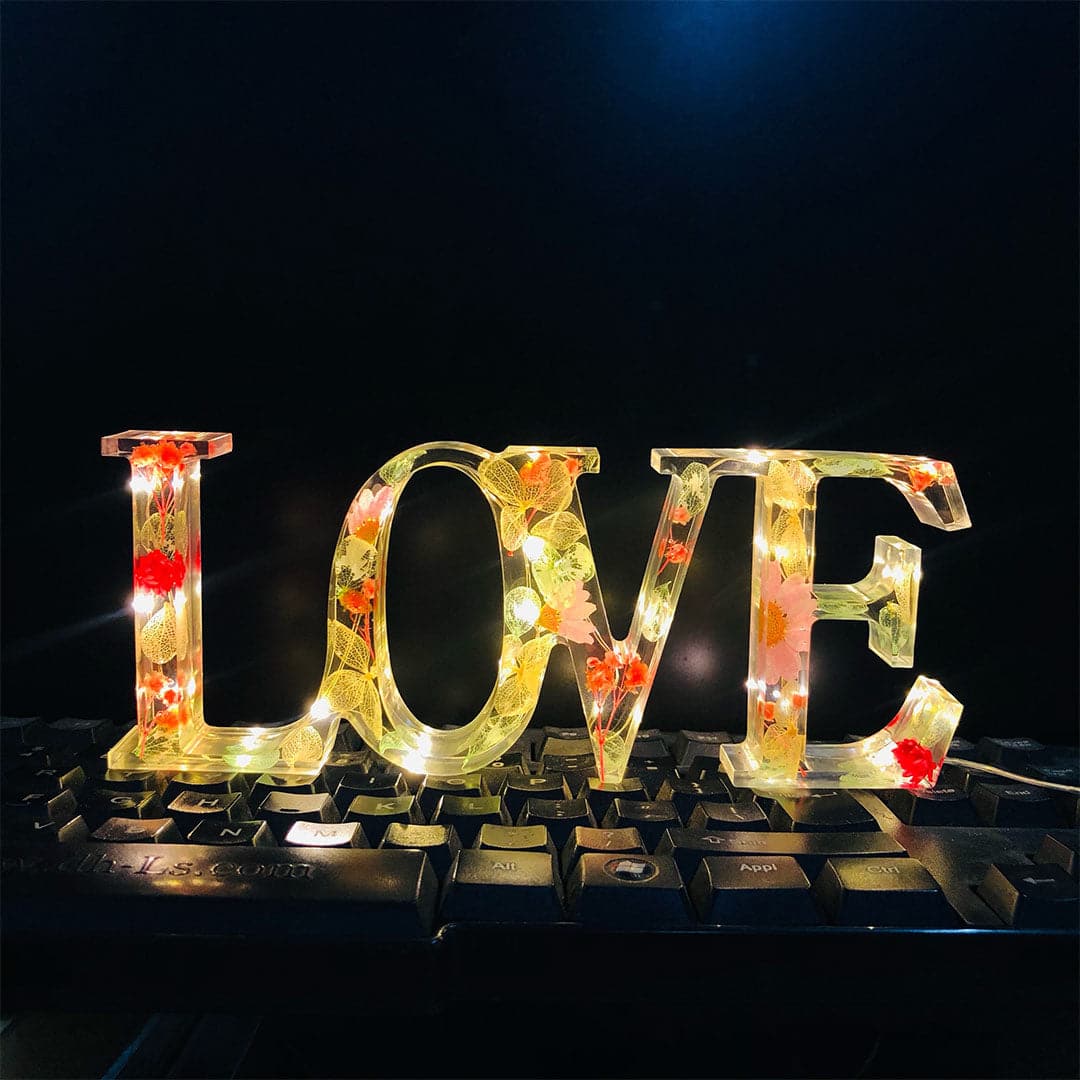 Dried Flower  LOVE Night Light feajoy