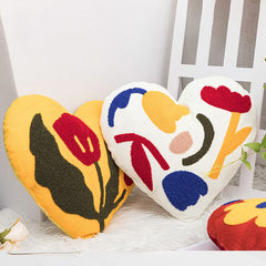 Love Heart Flower Embroidered Pillow feajoy