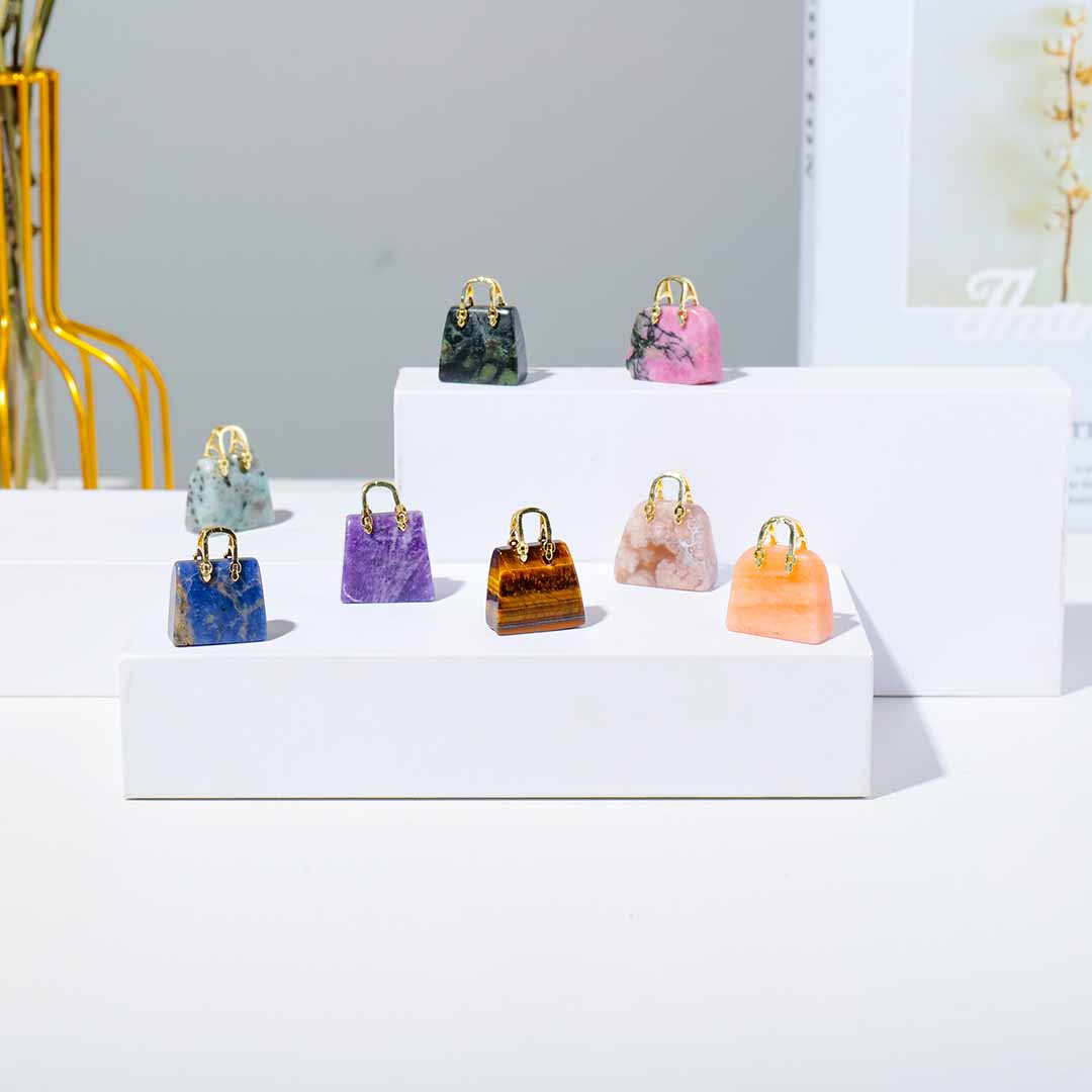 Handbag-Shaped Crystal Stone Ornaments feajoy