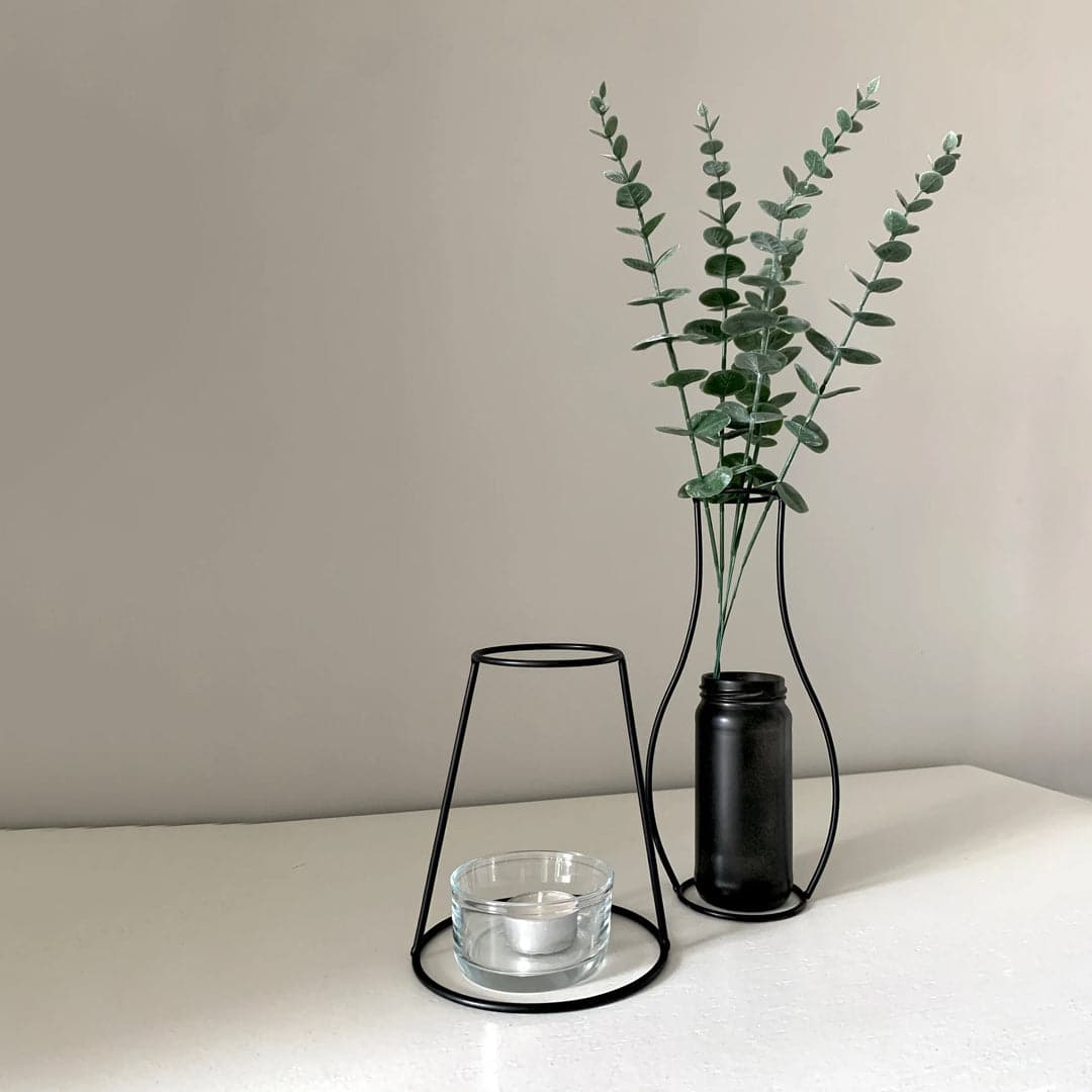 Metal Black Silhouette Outline Style Vase Feajoy