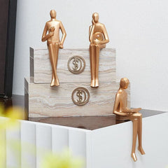 Golden Sitting Man Figurine Ornament feajoy