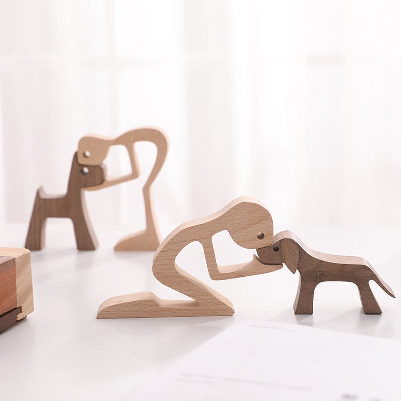 Human and Dog Wooden Ornament feajoy