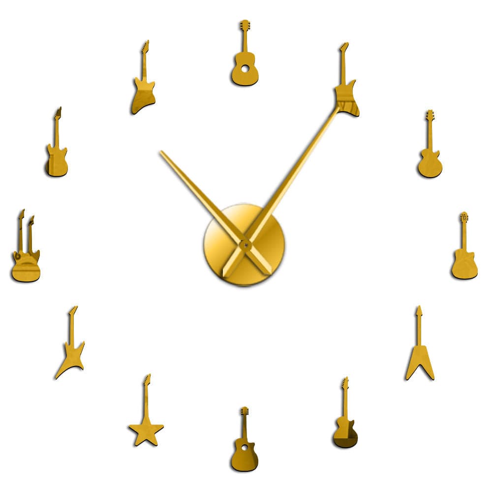 Rock n Roll Frameless DIY Guitar Wall Clock feajoy