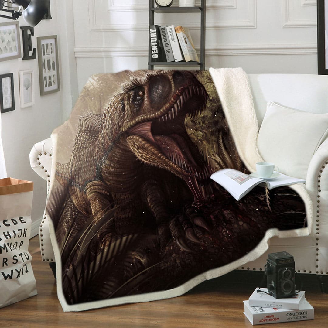 Dinosaur Soft Fleece Throw Blanket feajoy