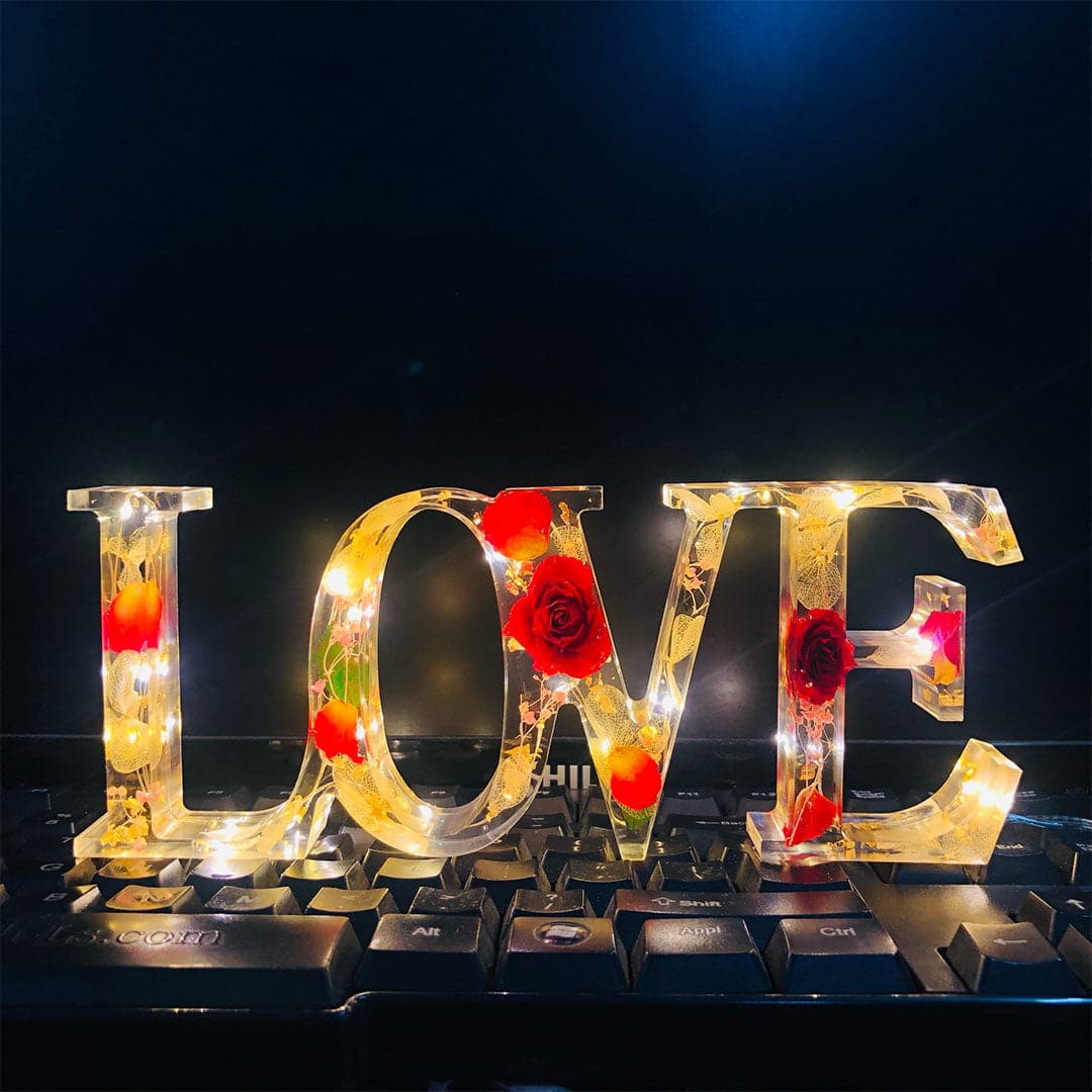 Dried Flower  LOVE Night Light feajoy