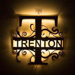 Personalized Initial Letter Wooden Night Light Feajoy