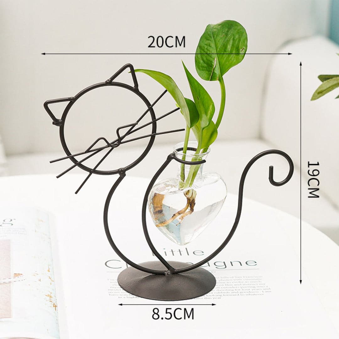 Cat Iron Art Deco Hydroponic Vase dylinoshop