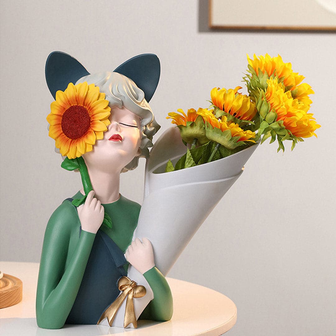 Sunflower Girl Vase Feajoy