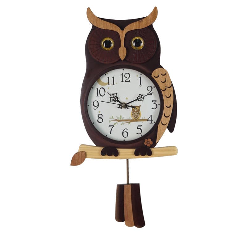 Owl Wooden Quartz Wall Clock feajoy