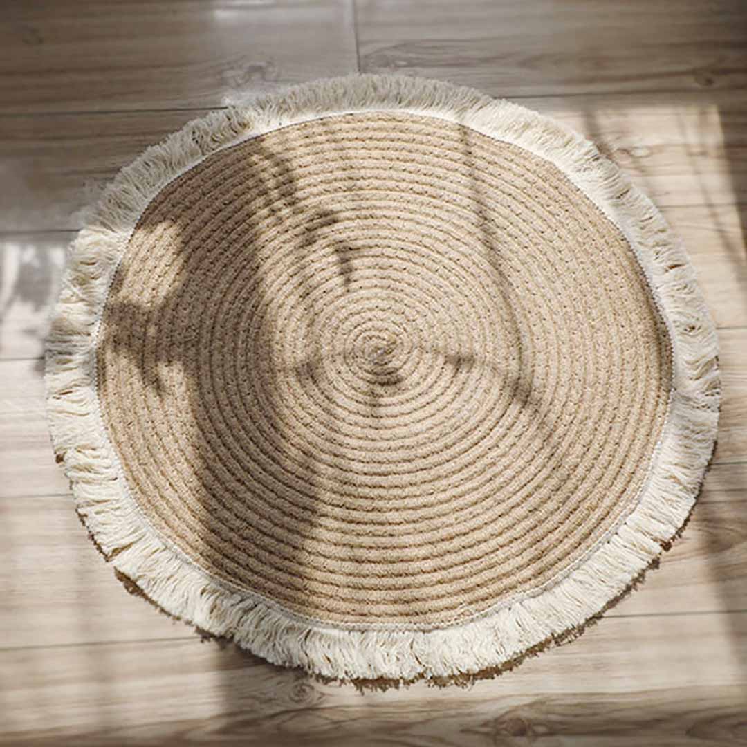 Natural Jute Rug With Tassel feajoy