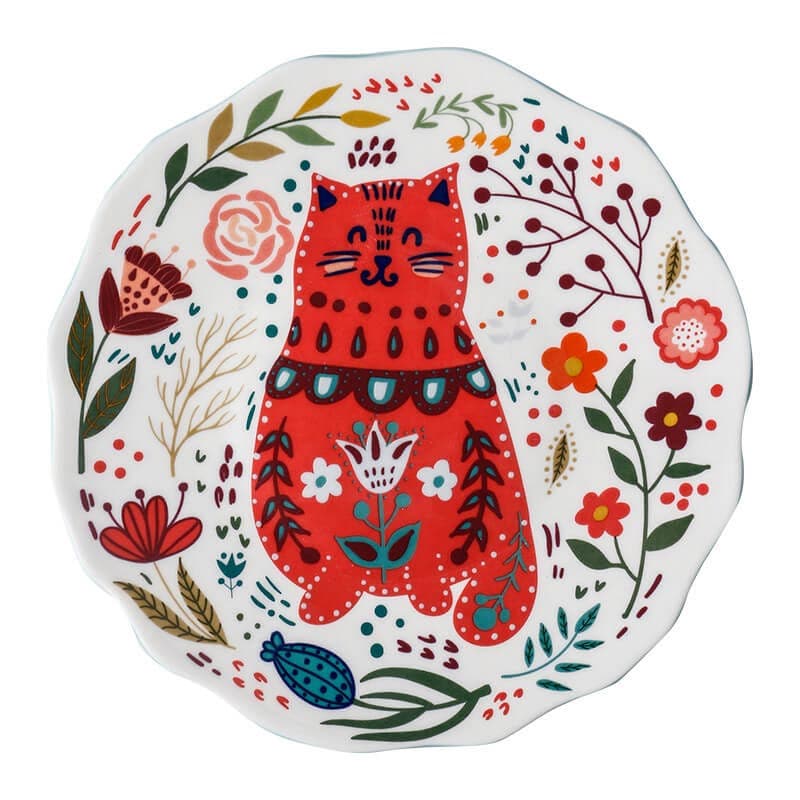 Hand Painted Cat Dinner Plate dylinoshop