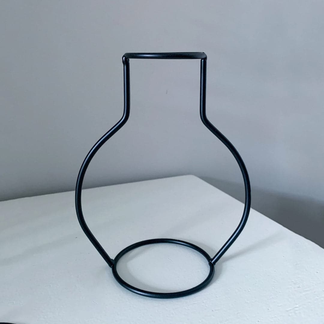 Metal Black Silhouette Outline Style Vase Feajoy