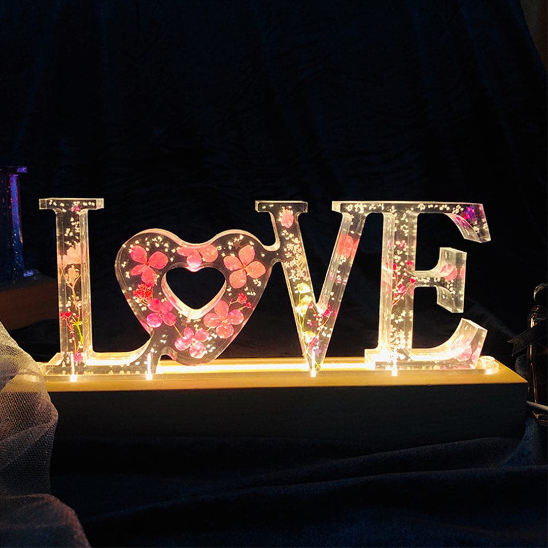 Dried Flowers  LOVE Night Light feajoy