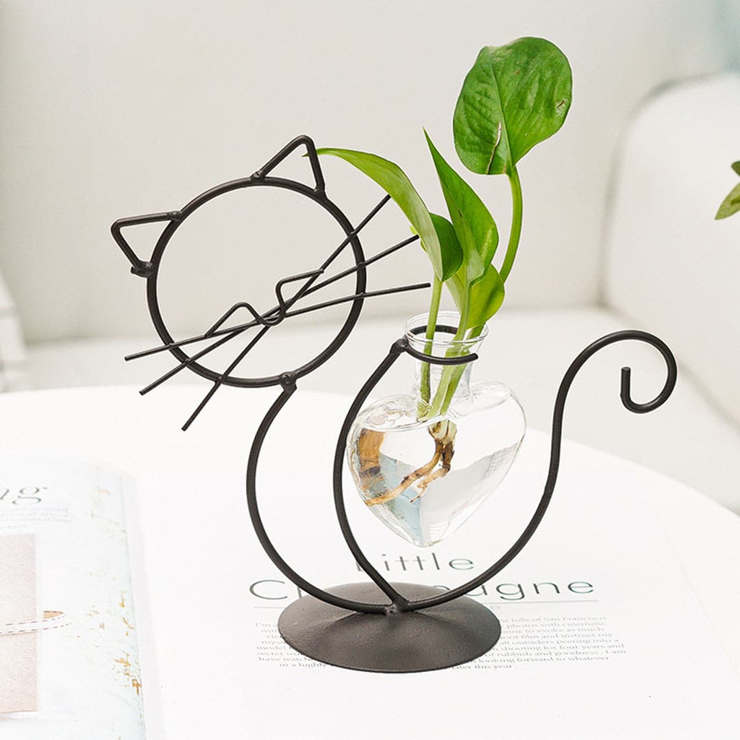 Cat Iron Art Deco Hydroponic Vase dylinoshop