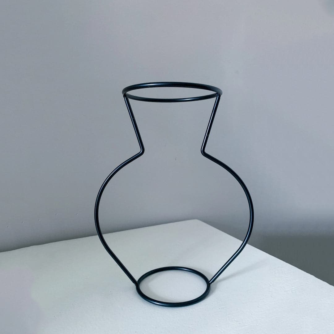 Metal Black Silhouette Outline Style Vase Feajoy