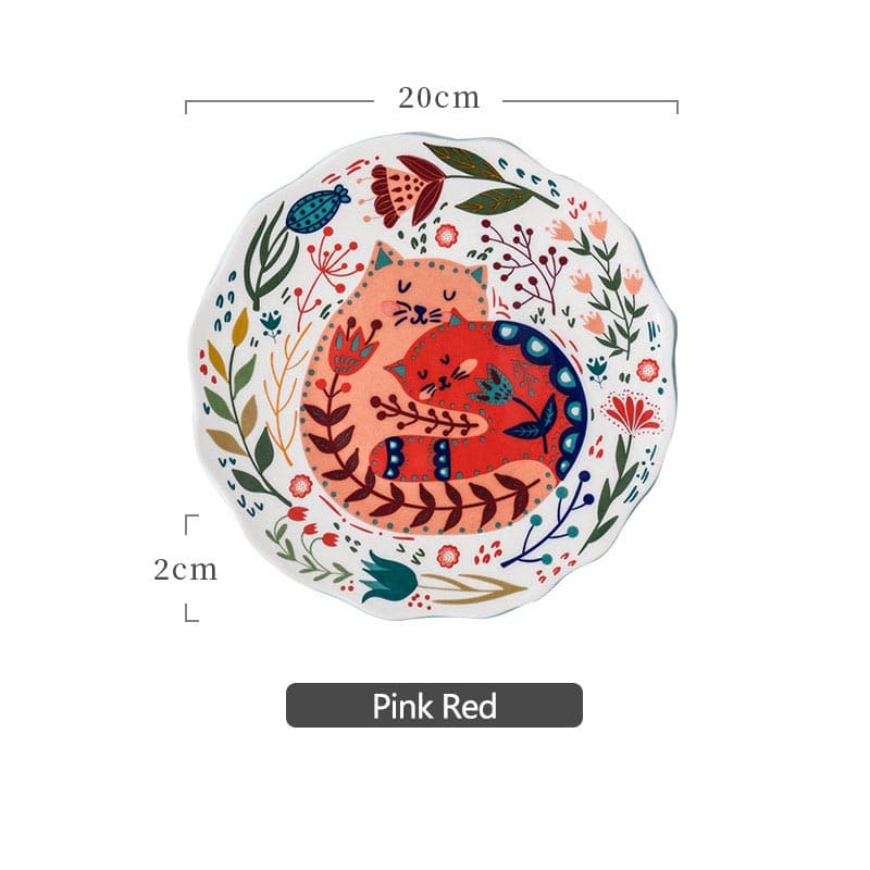 Hand Painted Cat Dinner Plate dylinoshop