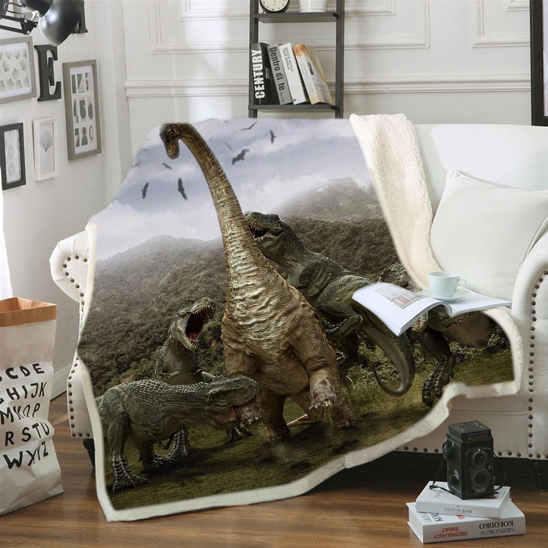 Dinosaur Soft Fleece Throw Blanket feajoy