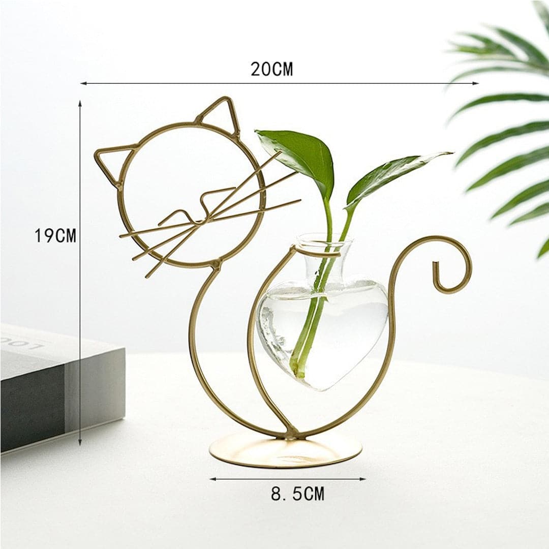 Cat Iron Art Deco Hydroponic Vase dylinoshop