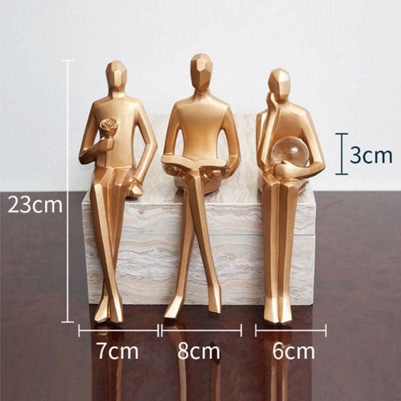 Golden Sitting Man Figurine Ornament feajoy