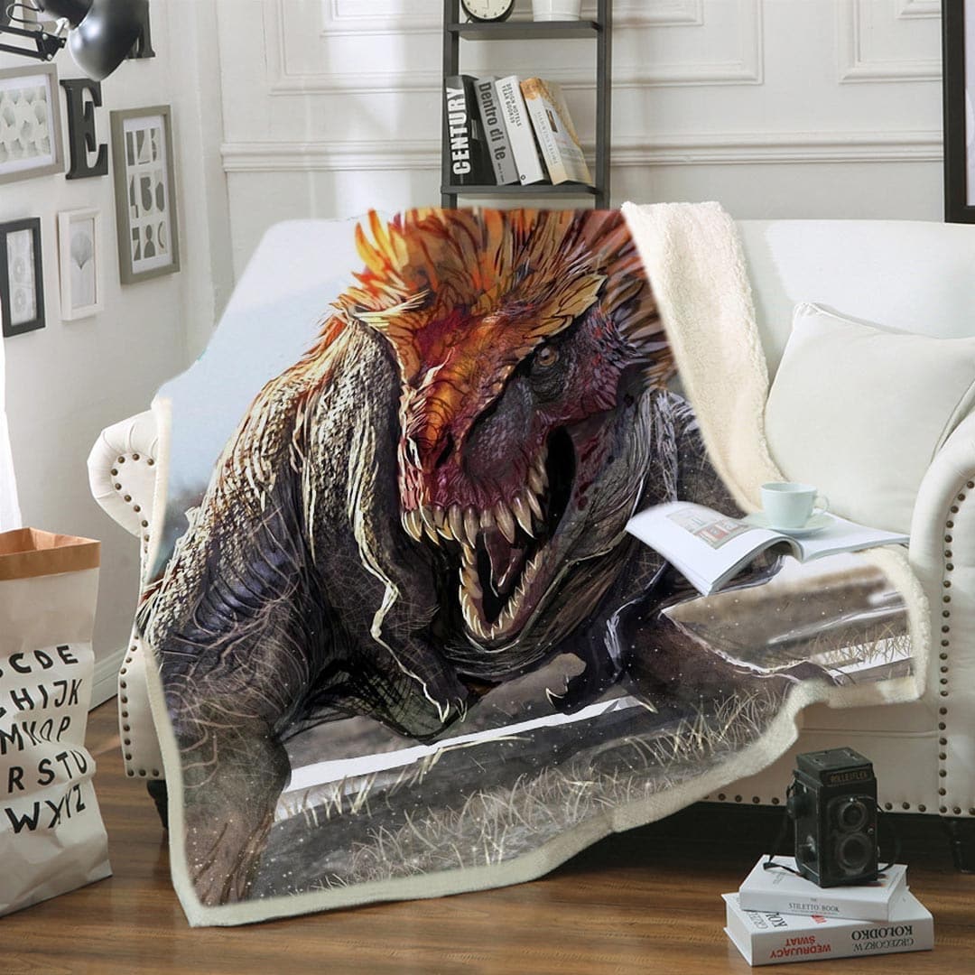 Dinosaur Soft Fleece Throw Blanket feajoy