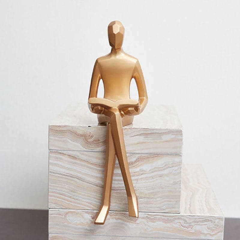 Golden Sitting Man Figurine Ornament feajoy