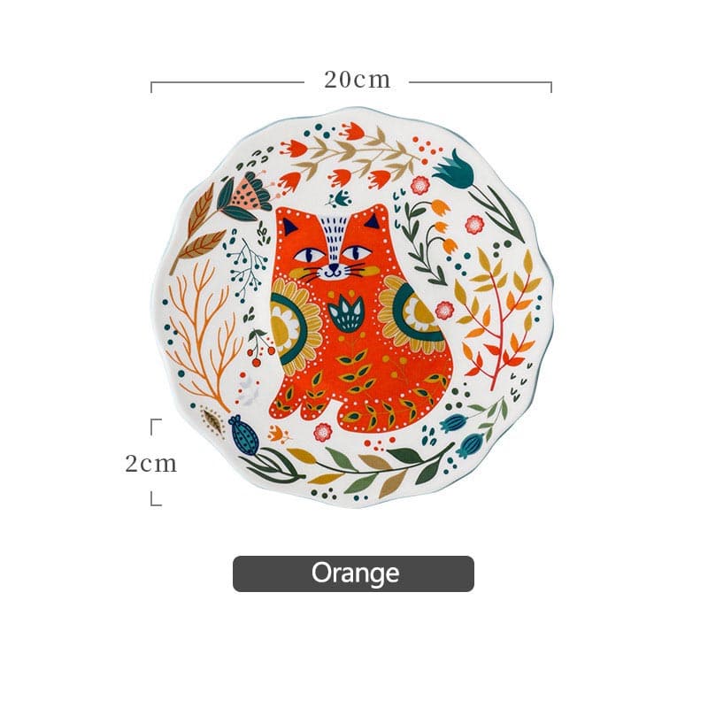 Hand Painted Cat Dinner Plate dylinoshop