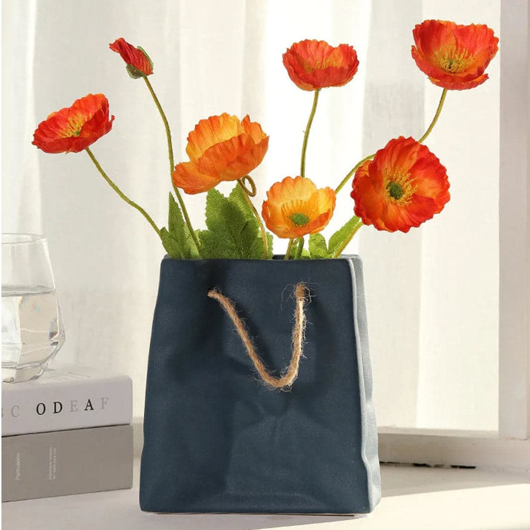 Ceramic Paper Bag Flower Vase dylinoshop