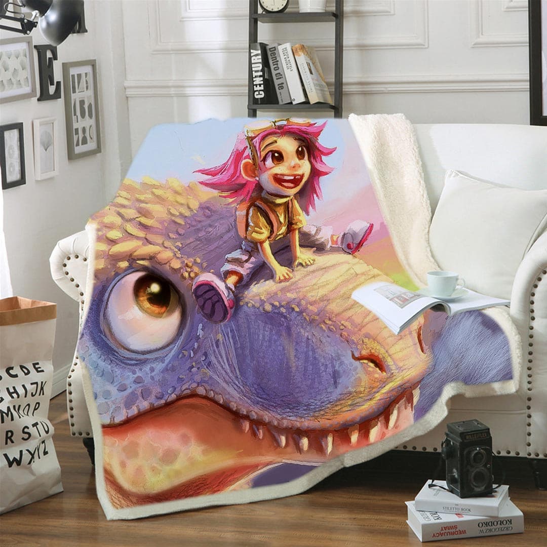 Dinosaur Soft Fleece Throw Blanket feajoy