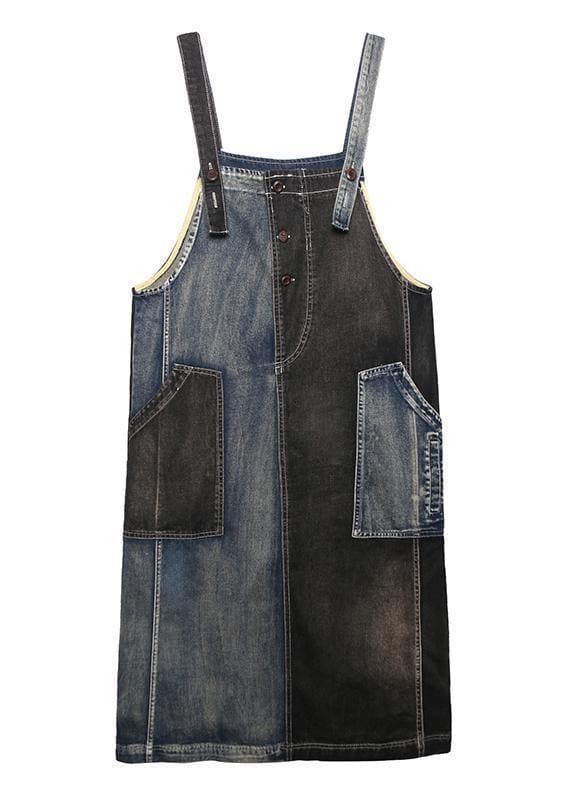 100% denim black cotton quilting clothes Sleeveless pockets Maxi Dresses dylinoshop