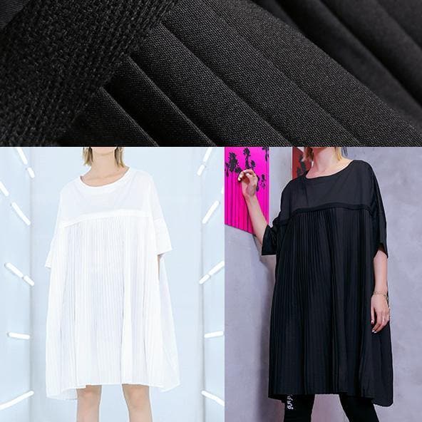 100% o neck Cinched Cotton clothes Women 18th Century black tunic Dress Summer dylinoshop