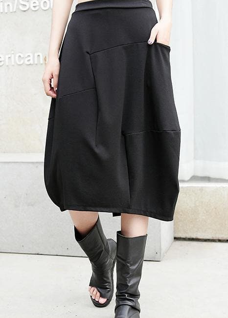 100% pockets cotton skirt black A Line patchwork skirt dylinoshop