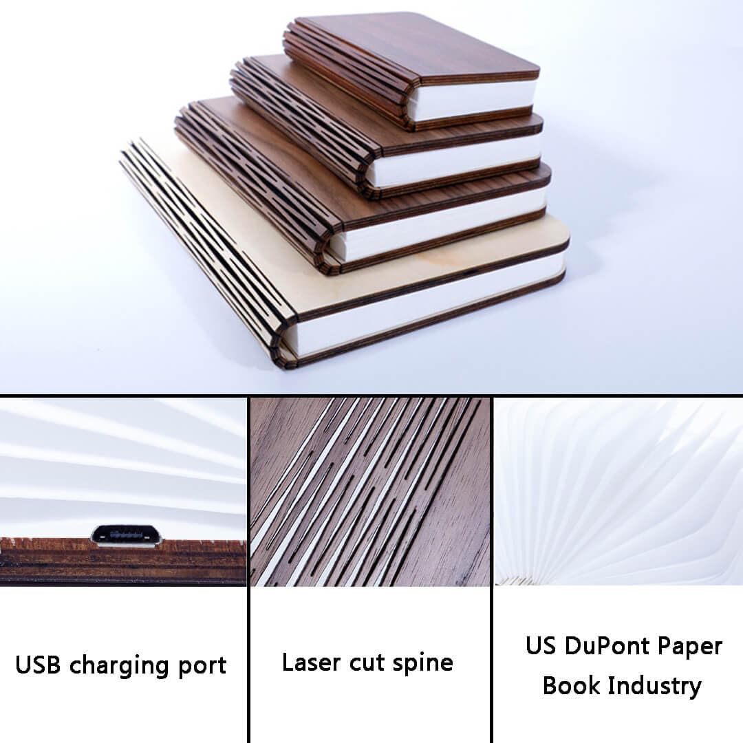 Personalized Wood Engrave Book Light Feajoy