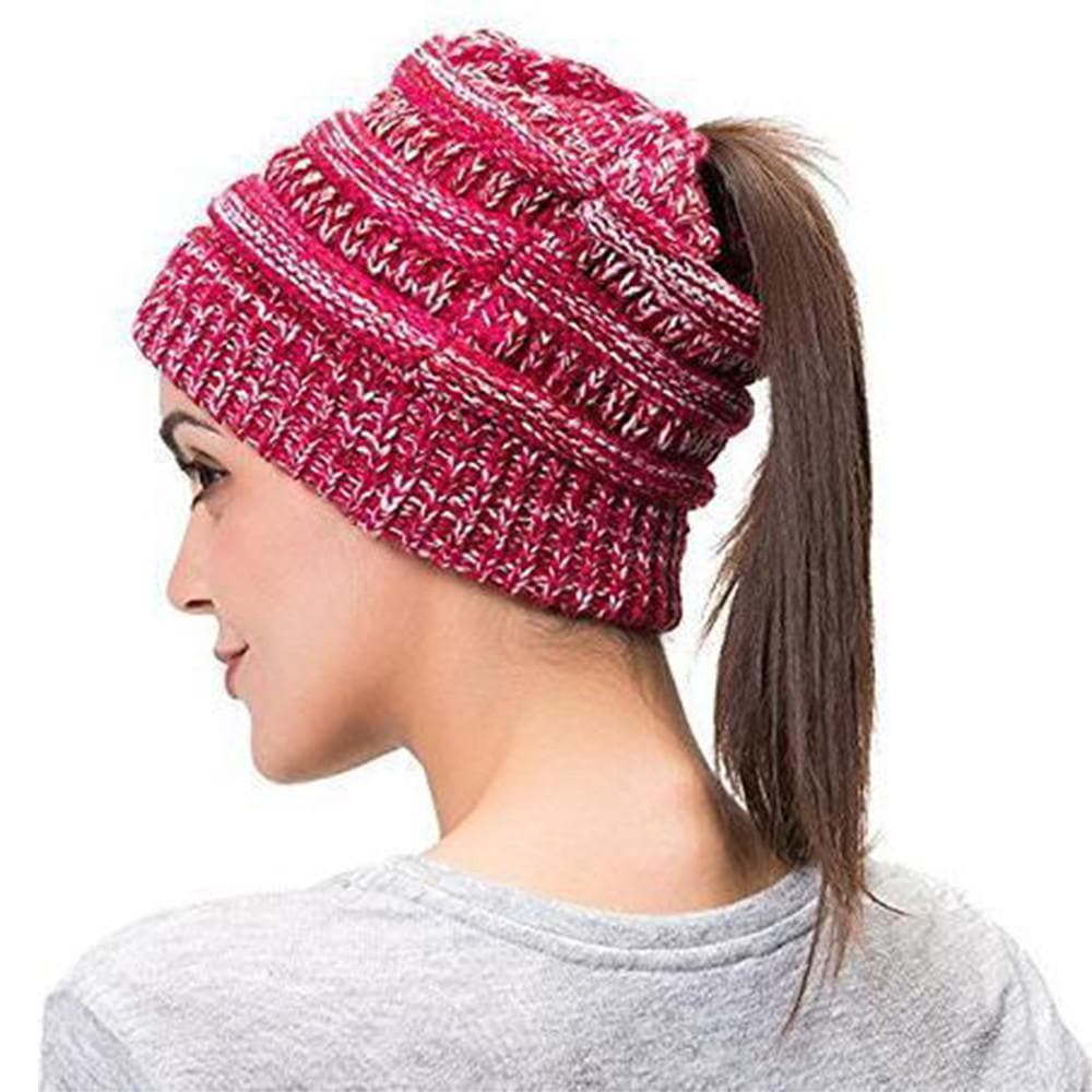 Soft Knit Ponytail Beanie Hat Zimomo