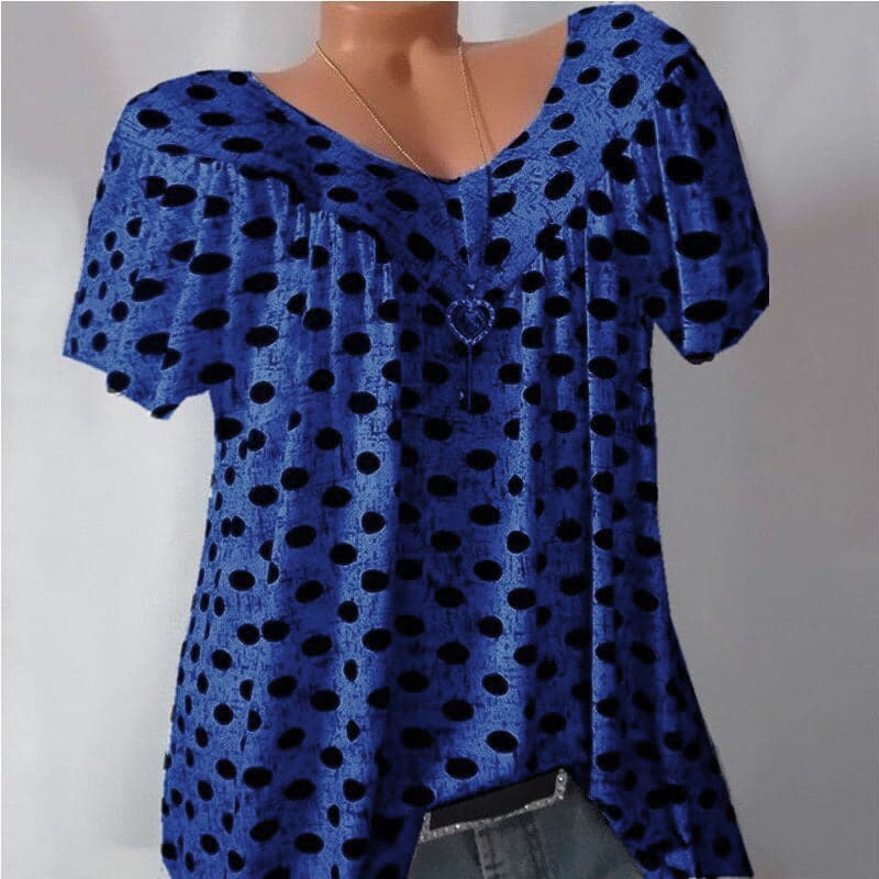 Ladies Polka Dot Print Casual T-Shirt luckyidays