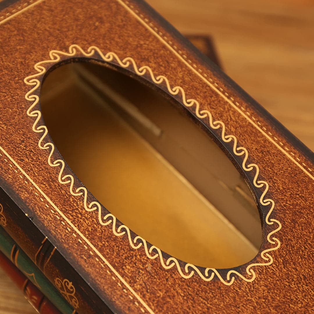 Wooden Book Tissue Box Feajoy